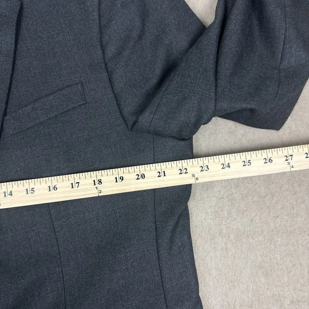 Banana Republic Men's Blazer 46L Gray Tailored Fit Tweed Windowpane Check Jacket